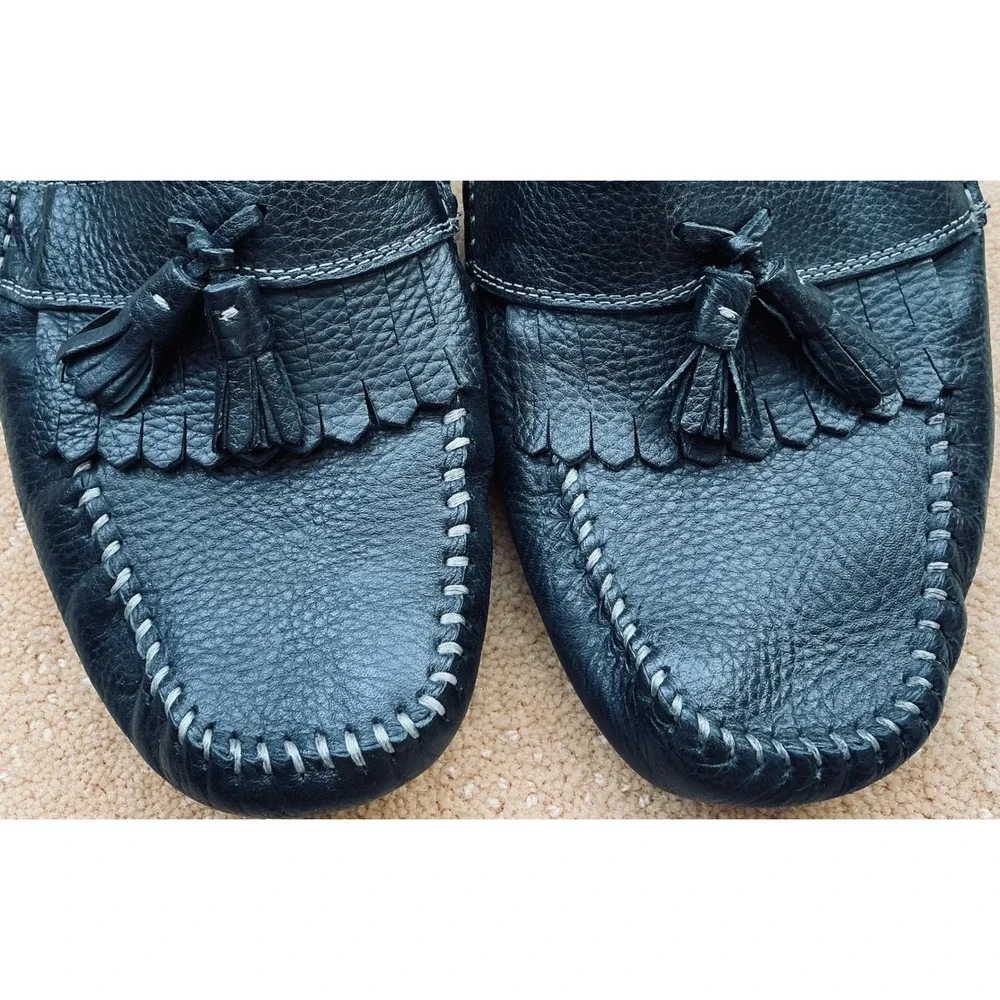 GH Bass‎ & Co Mens 10.5 M Black Leather Tassel Driving Moccasin Loafers Shoes